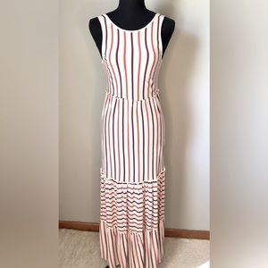 True Craft Women's White Cotton Round Neck Sleeveless Long Maxi Dress Size Sm